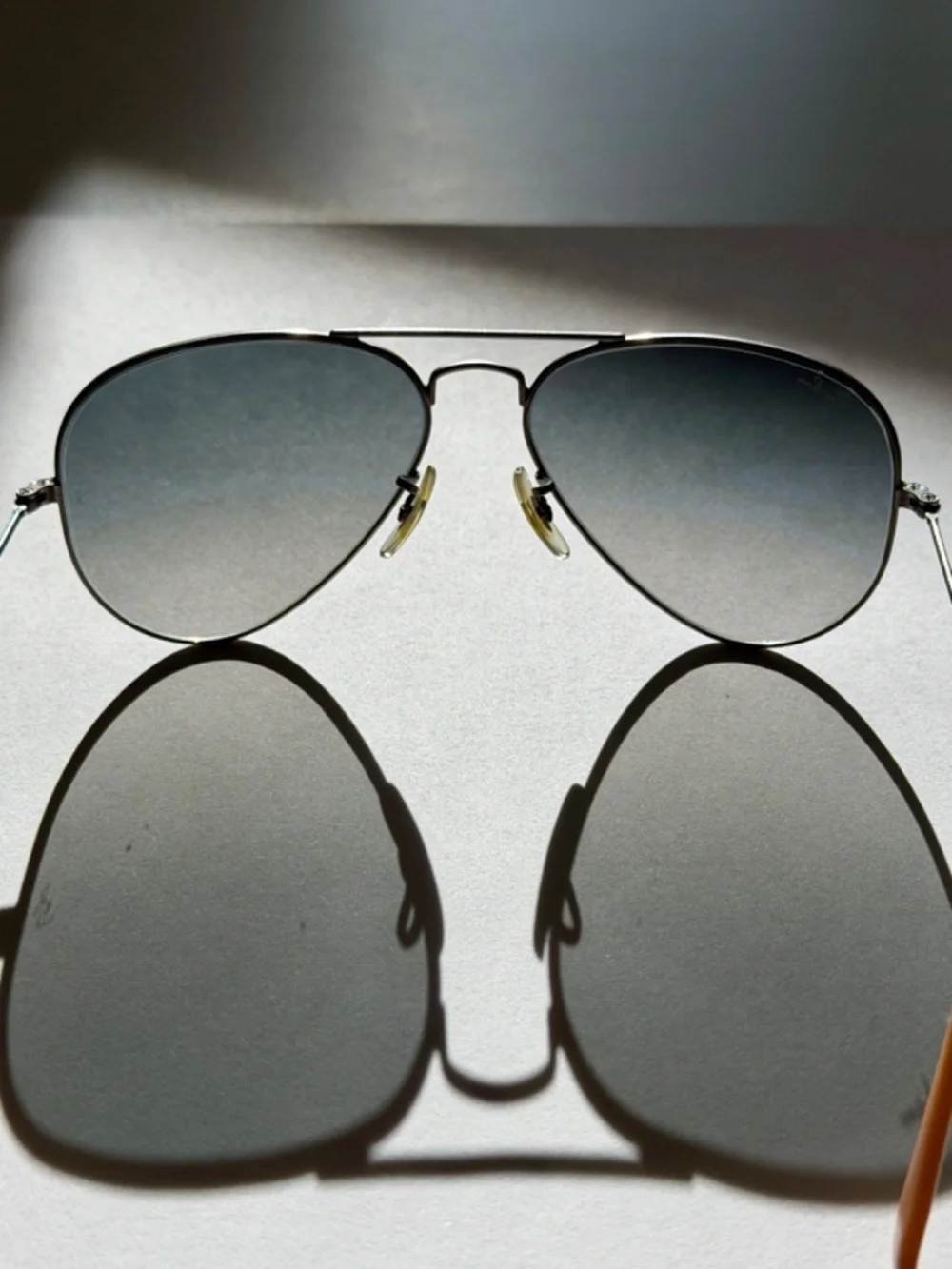 Ray-Ban Silver Frame Gradient Gray Lens Aviator Sunglasses